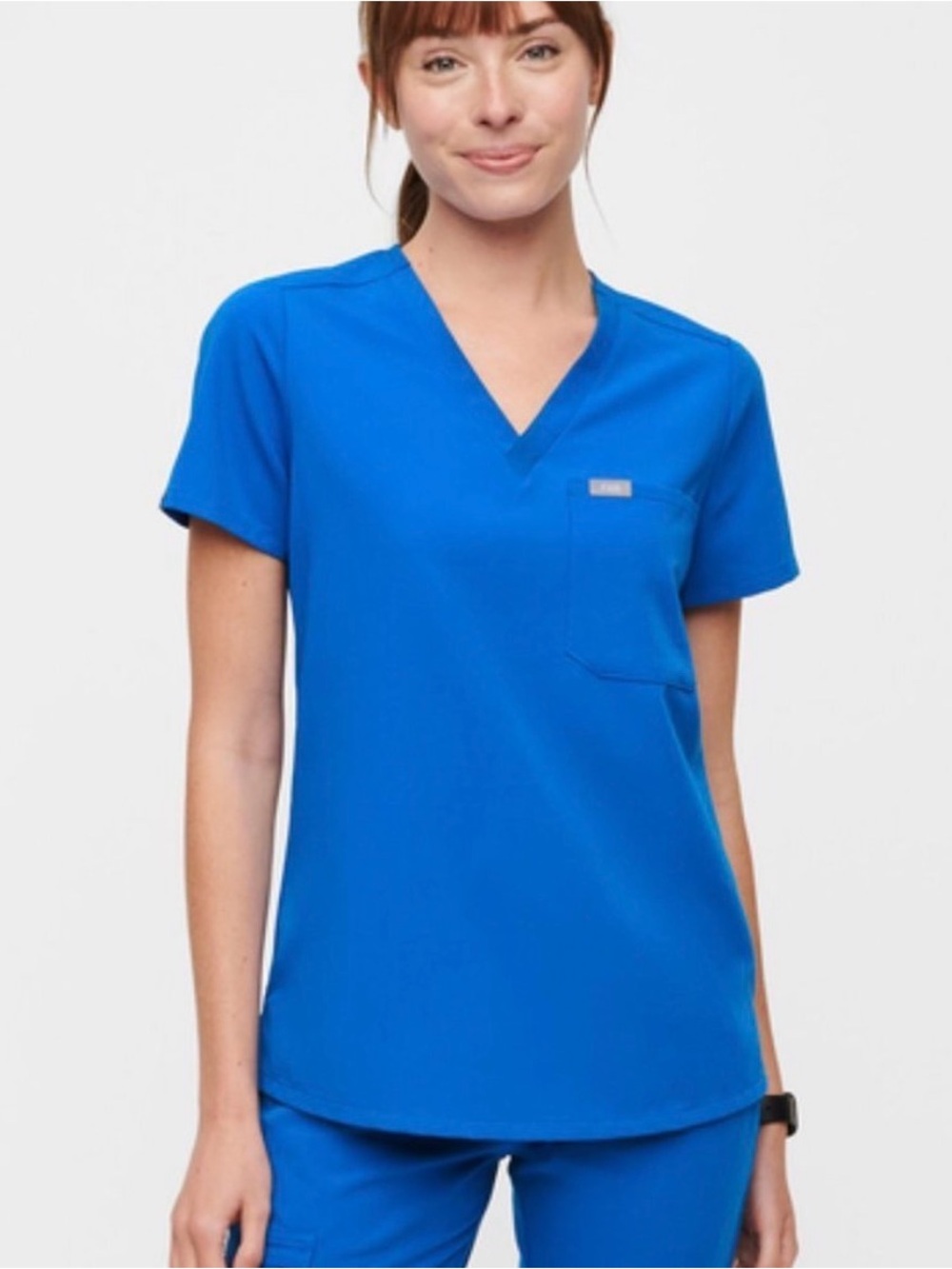 FIGS Catarina One Pocket V-Neck Scrub Top Capri Blue PO 2595 Sz XS